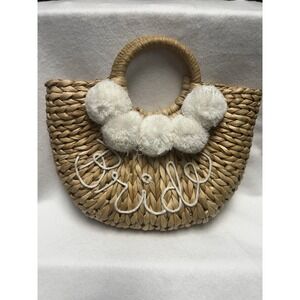Bride Purse Bag Rattan Wicker Straw Bridal Wedding Shower Tote Honeymoon